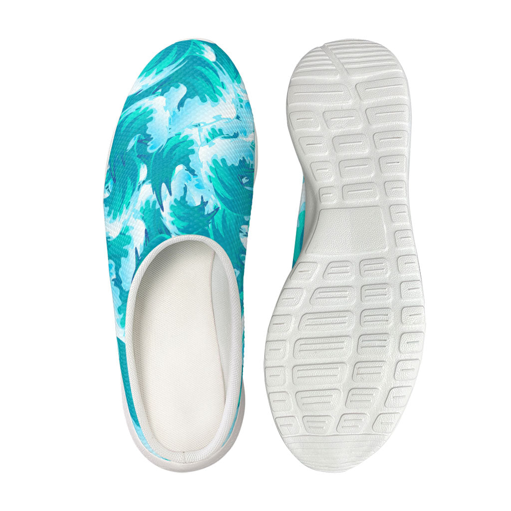 Blue Surfing Wave Pattern Print Mesh Casual Shoes
