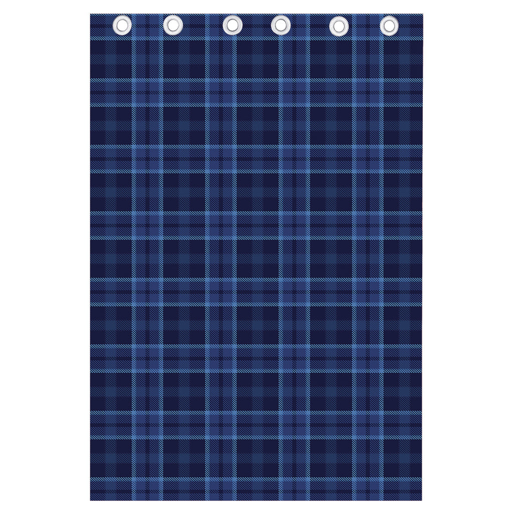 Blue Tartan Pattern Print Curtain