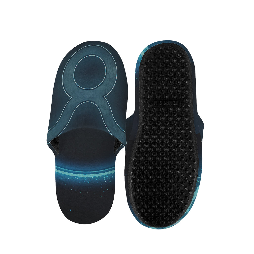 Blue Taurus Zodiac Sign Print Slippers