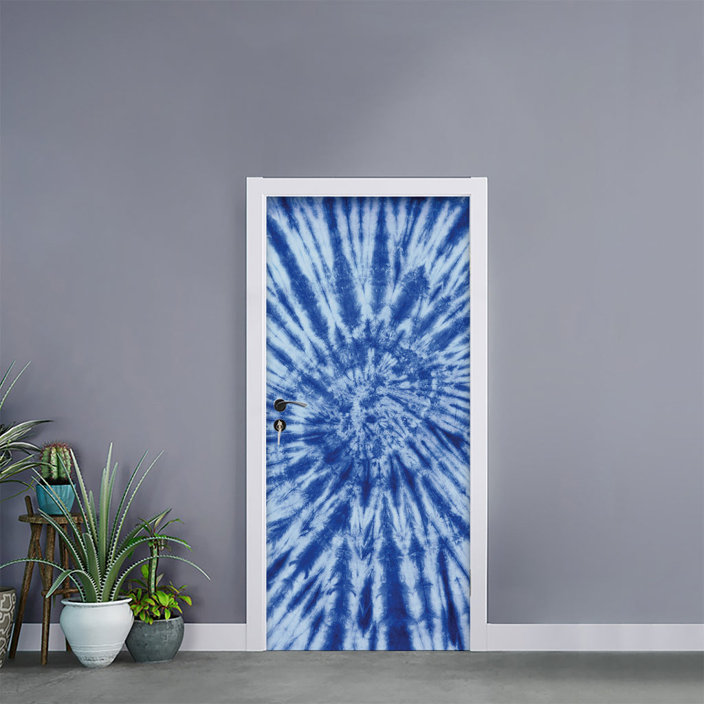 Blue Tie Dye Print Door Sticker