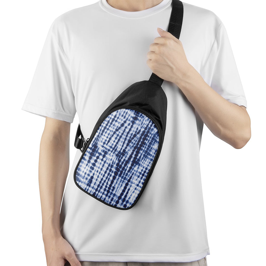 Blue Tie Dye Shibori Print Chest Bag