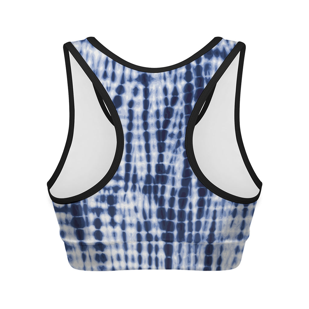 Blue Tie Dye Shibori Print Women's Sports Bra