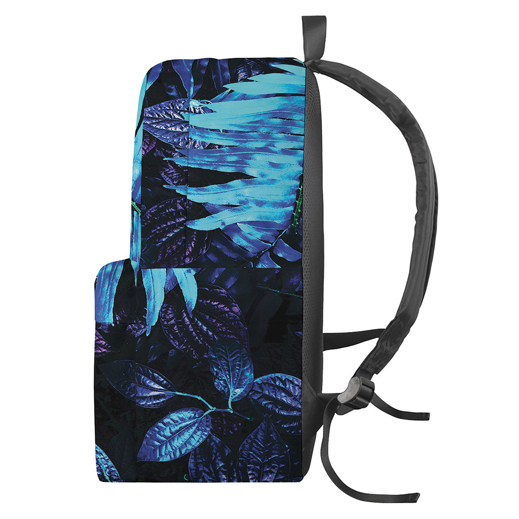 Blue Tropical Leaves Print Backpack
