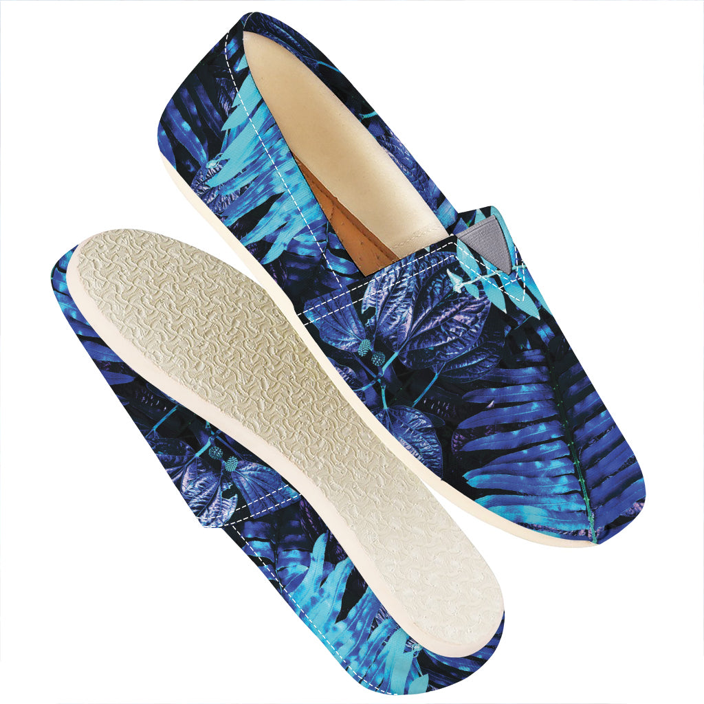 Blue Tropical Leaves Print Casual Shoes