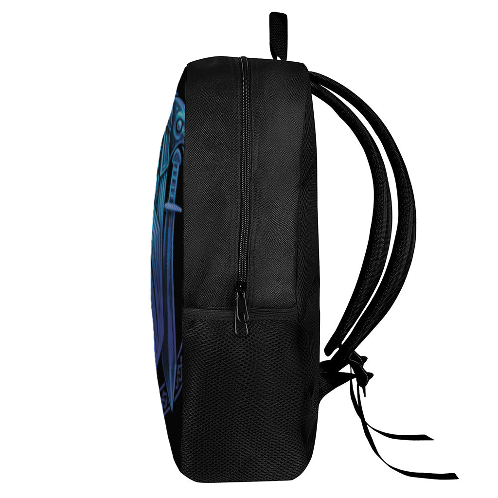 Blue Viking Norse God Odin Print 17 Inch Backpack