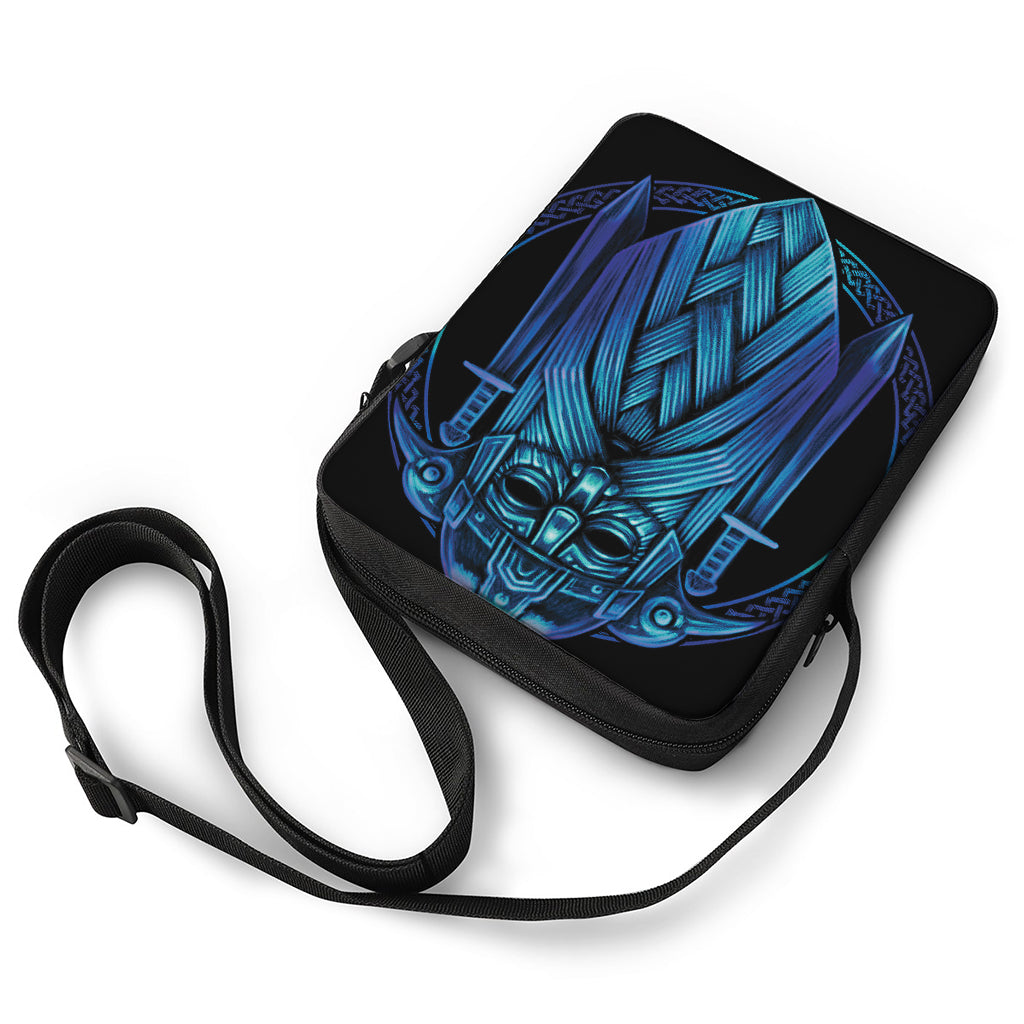 Blue Viking Norse God Odin Print Rectangular Crossbody Bag