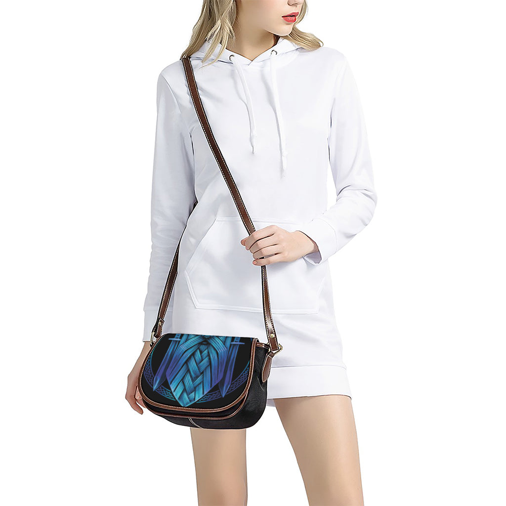 Blue Viking Norse God Odin Print Saddle Bag