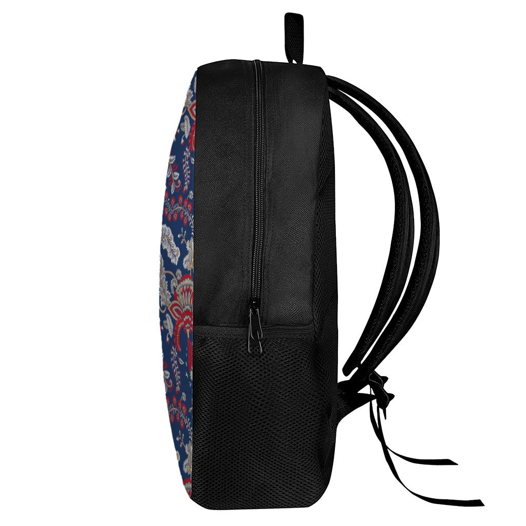 Blue Vintage Bohemian Floral Print 17 Inch Backpack