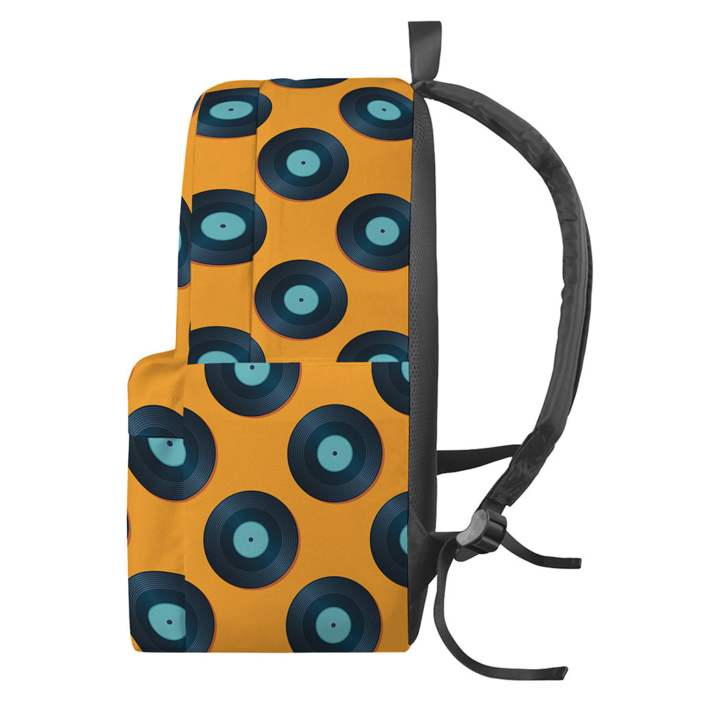 Blue Vinyl Record Pattern Print Backpack