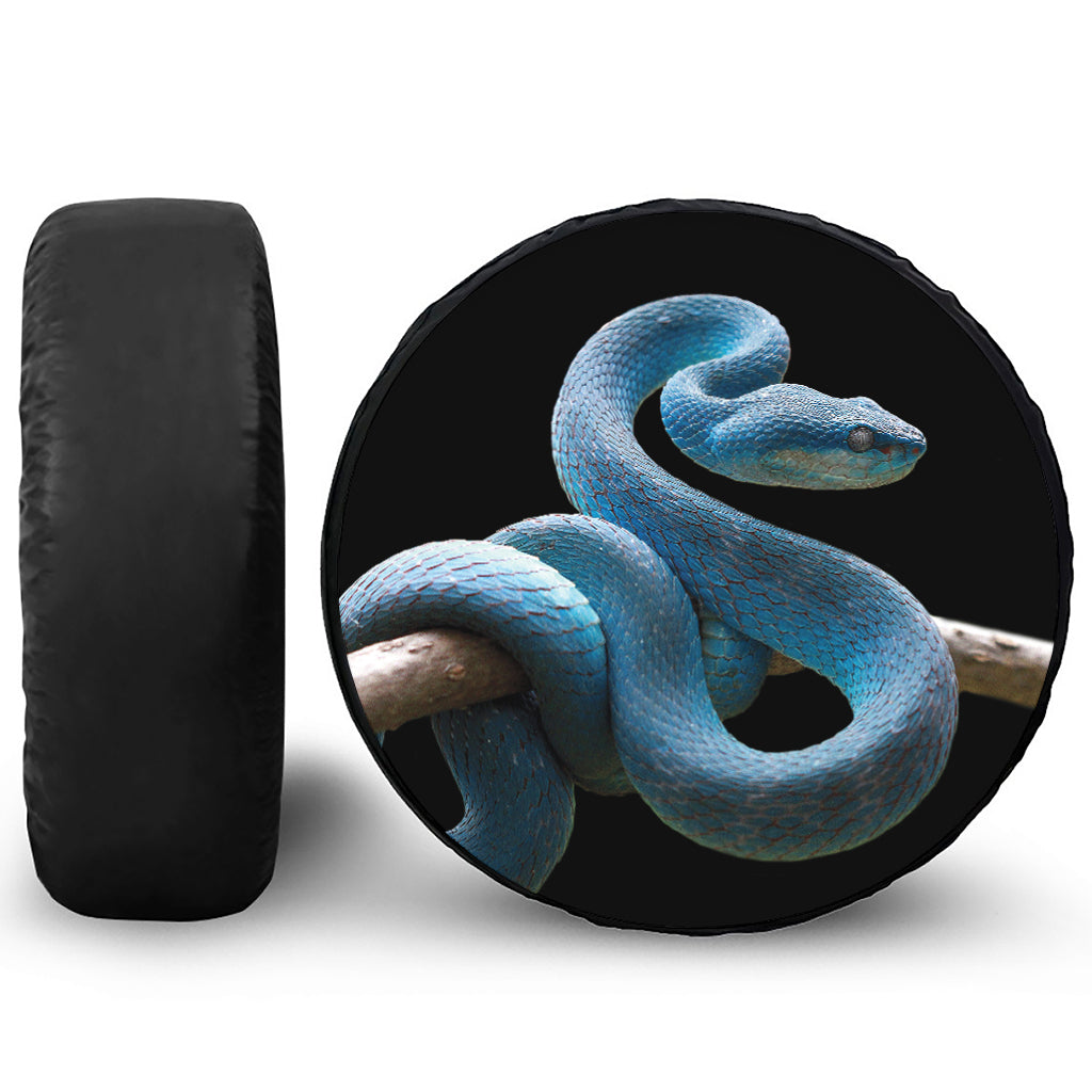 Blue Viper Snake Print Leather Spare Tire Cover