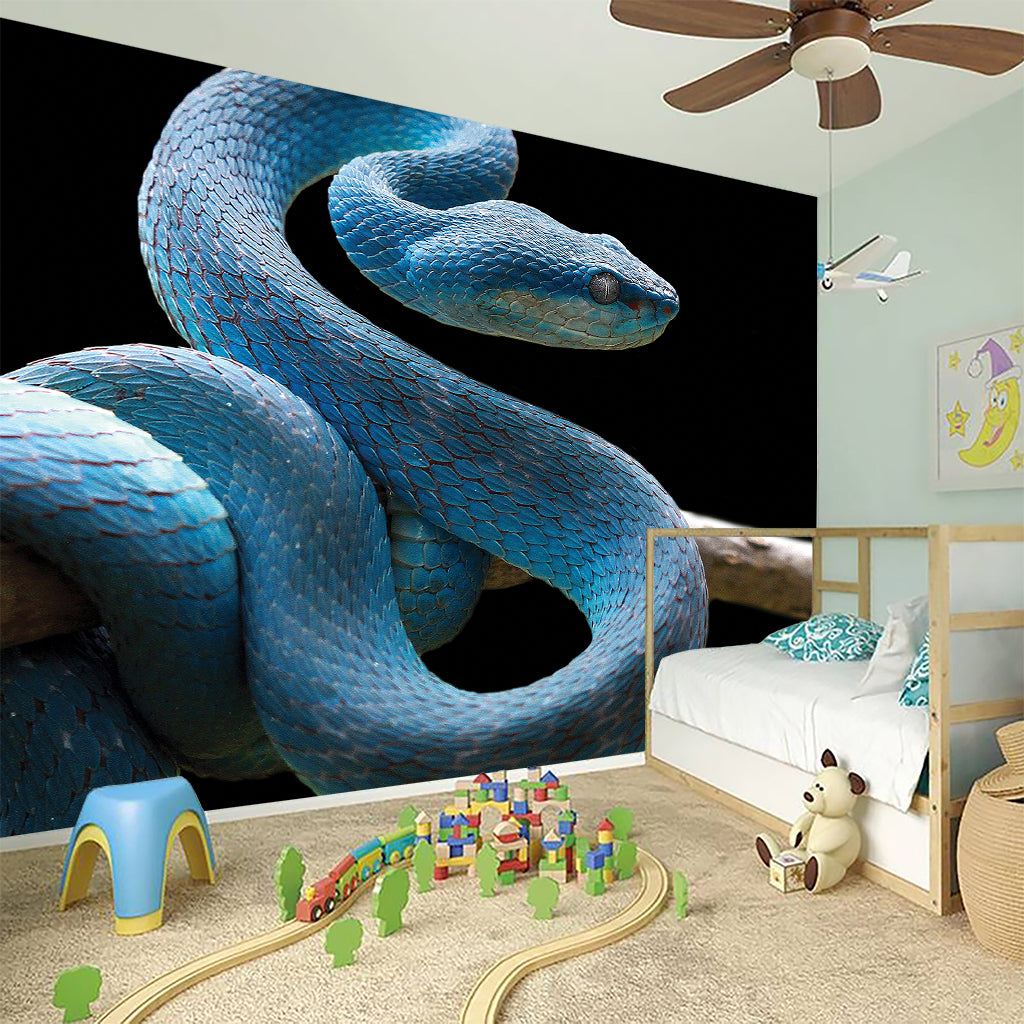 Blue Viper Snake Print Wall Sticker