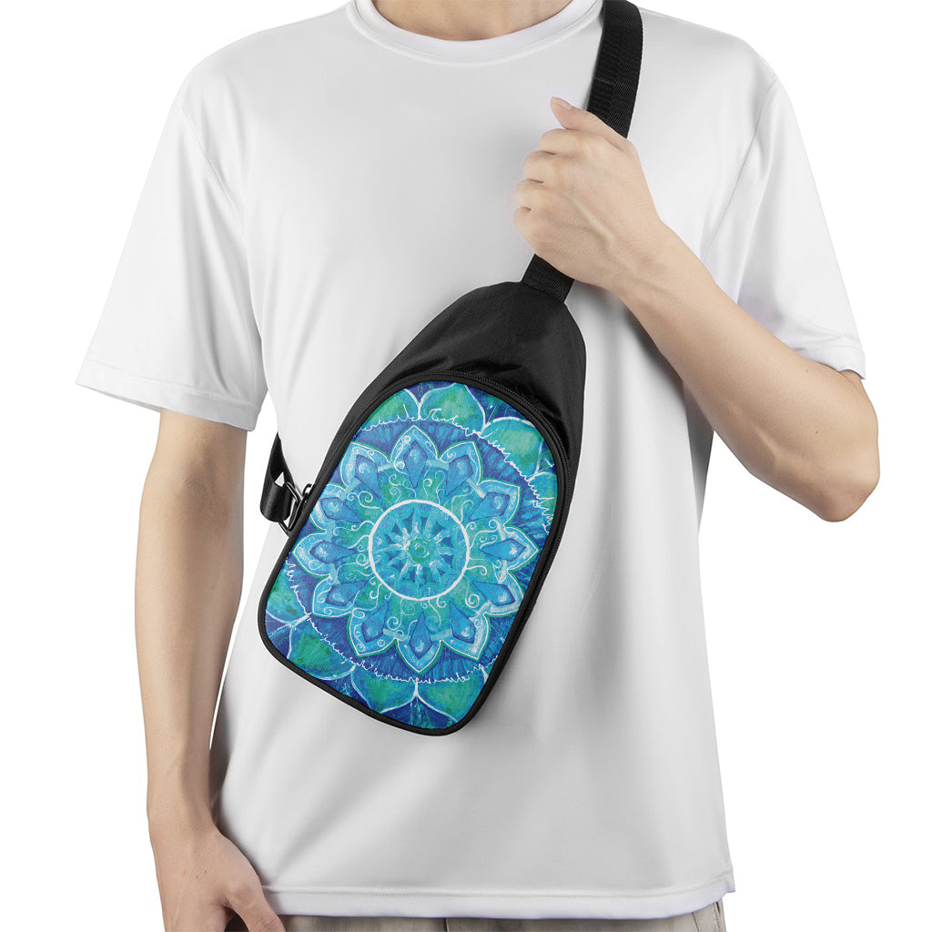 Blue Vishuddha Chakra Mandala Print Chest Bag