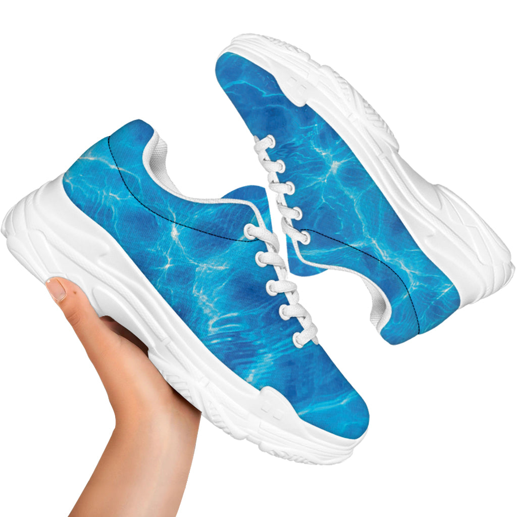 Blue Water Surface Print White Chunky Shoes