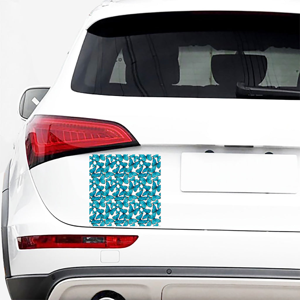 Blue Watercolor Butterfly Pattern Print Car Sticker