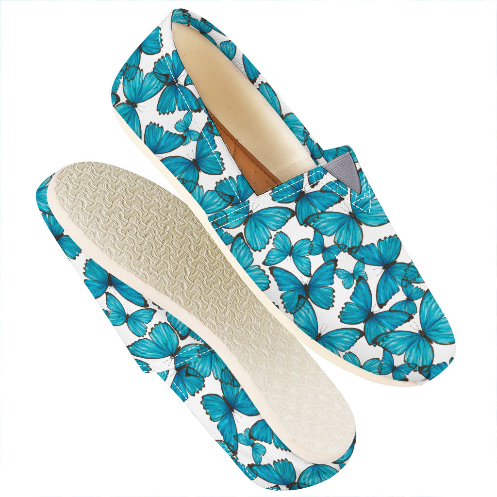Blue Watercolor Butterfly Pattern Print Casual Shoes
