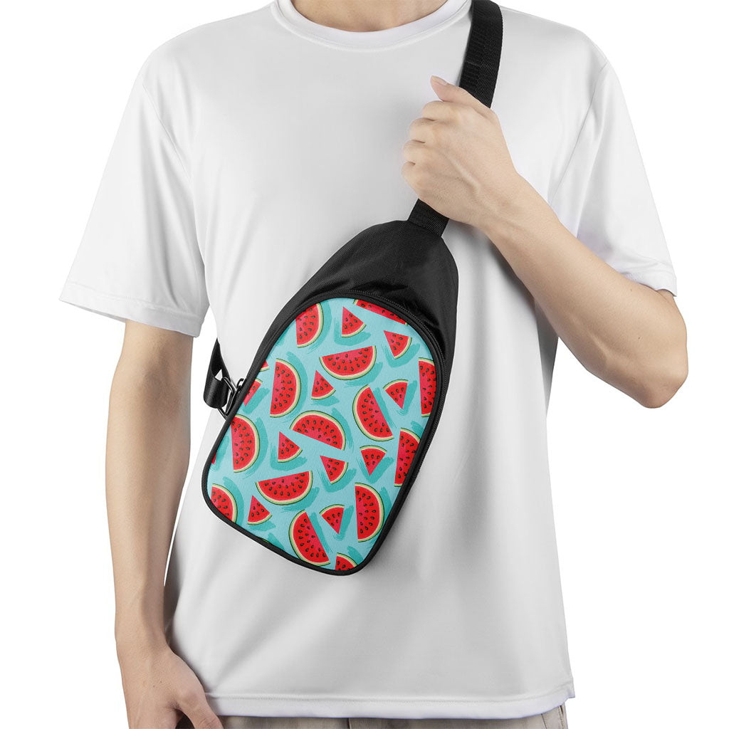 Blue Watermelon Pieces Pattern Print Chest Bag