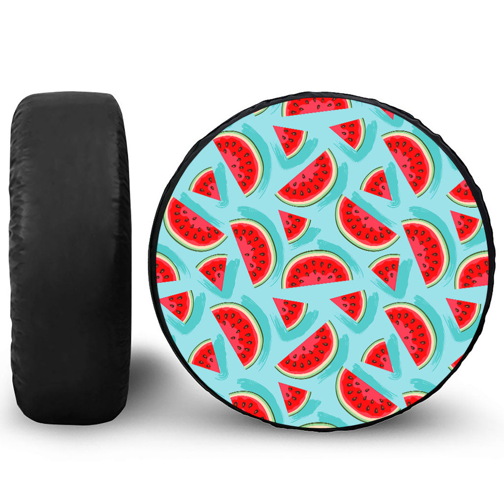 Blue Watermelon Pieces Pattern Print Tire Cover