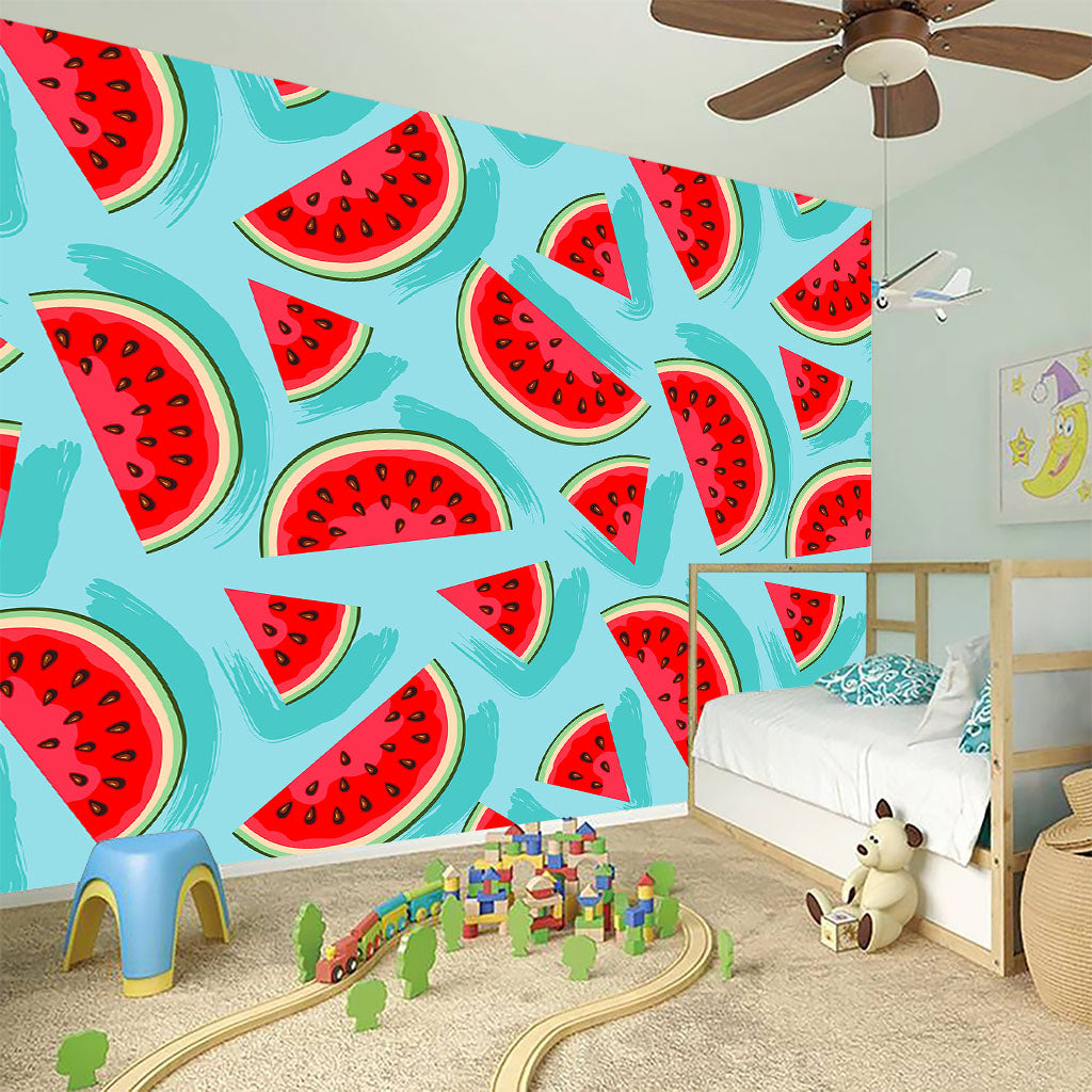 Blue Watermelon Pieces Pattern Print Wall Sticker
