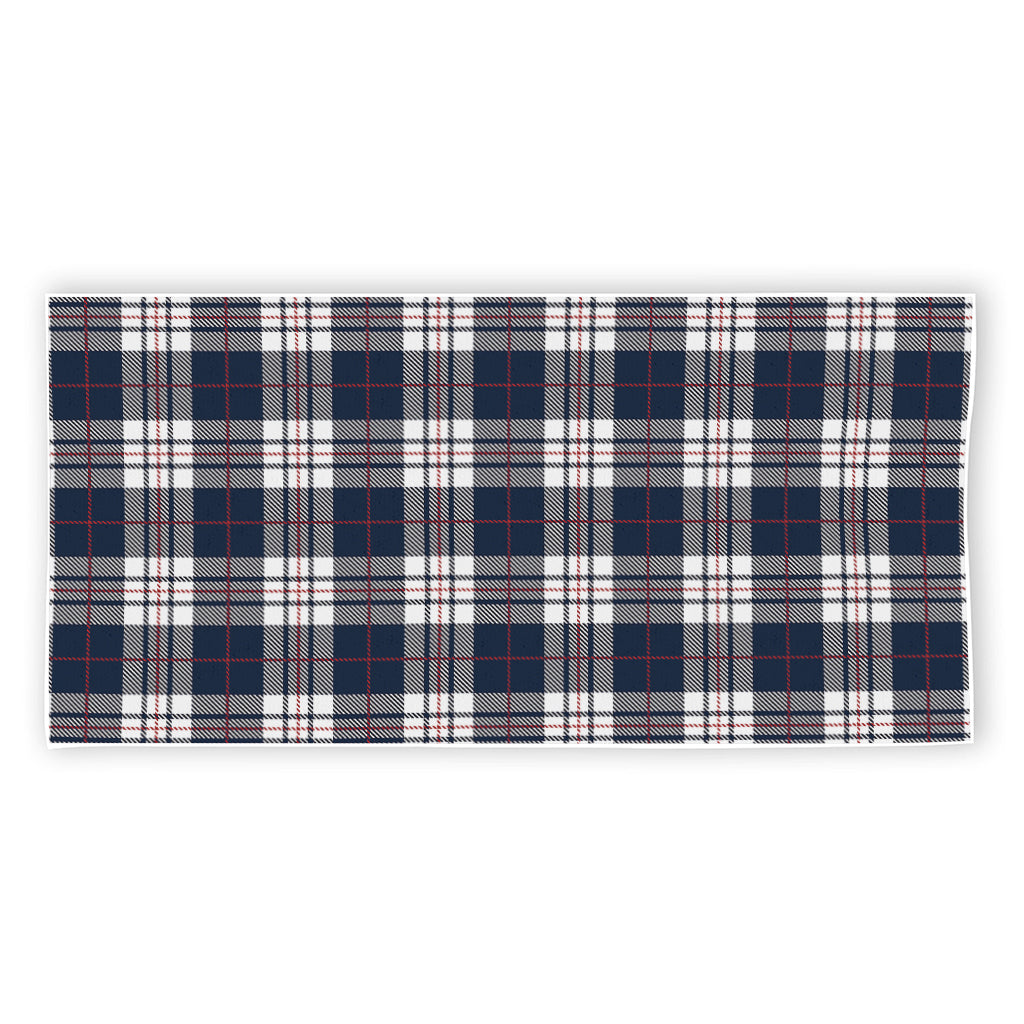 Blue White And Red Tartan Pattern Print Beach Towel