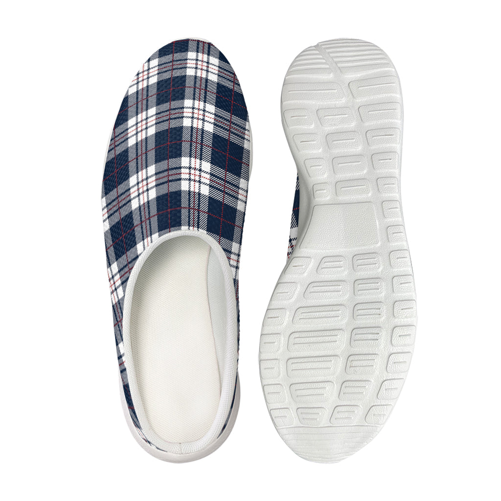 Blue White And Red Tartan Pattern Print Mesh Casual Shoes