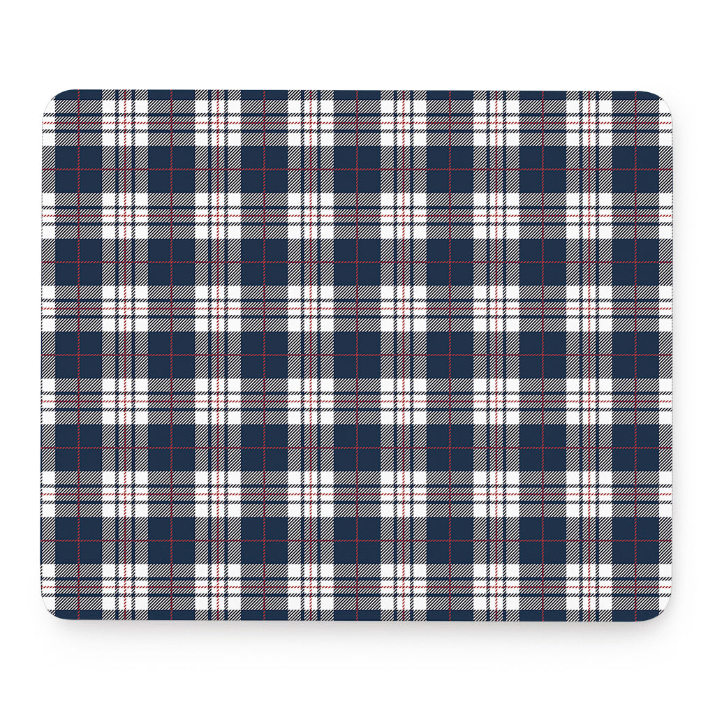 Blue White And Red Tartan Pattern Print Mouse Pad