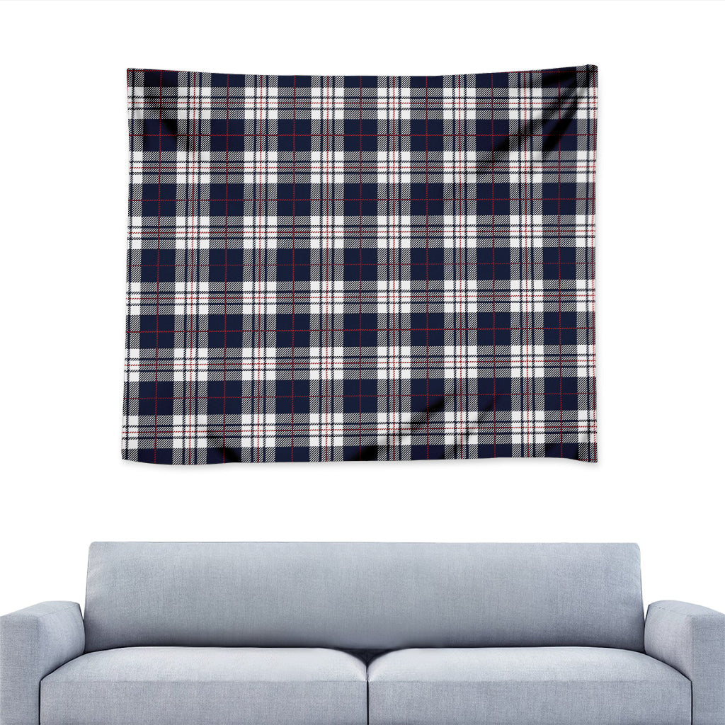Blue White And Red Tartan Pattern Print Tapestry