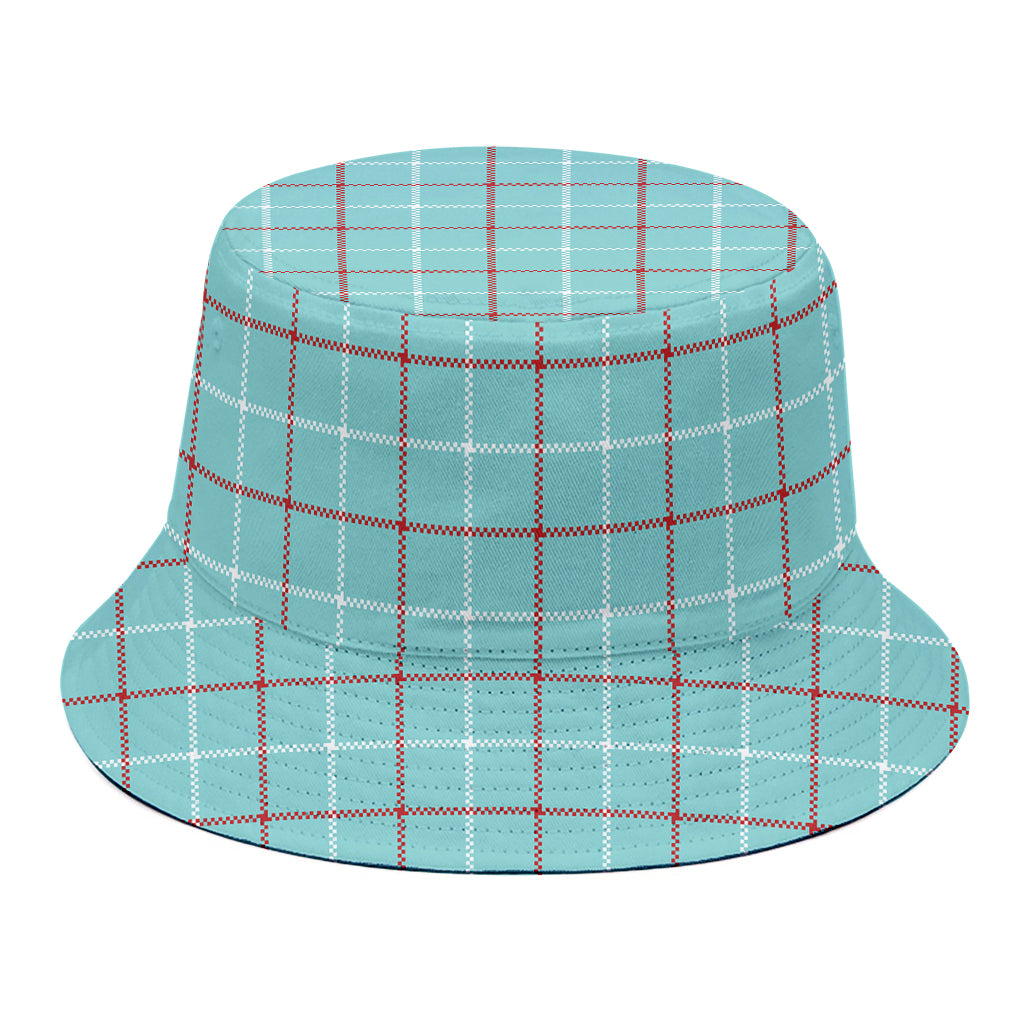 Blue White And Red Tattersall Print Bucket Hat