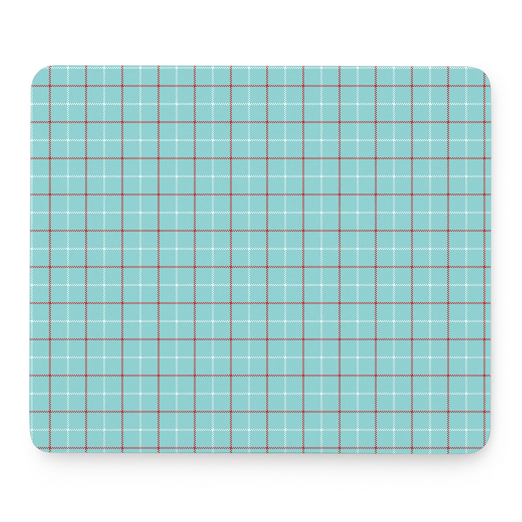 Blue White And Red Tattersall Print Mouse Pad