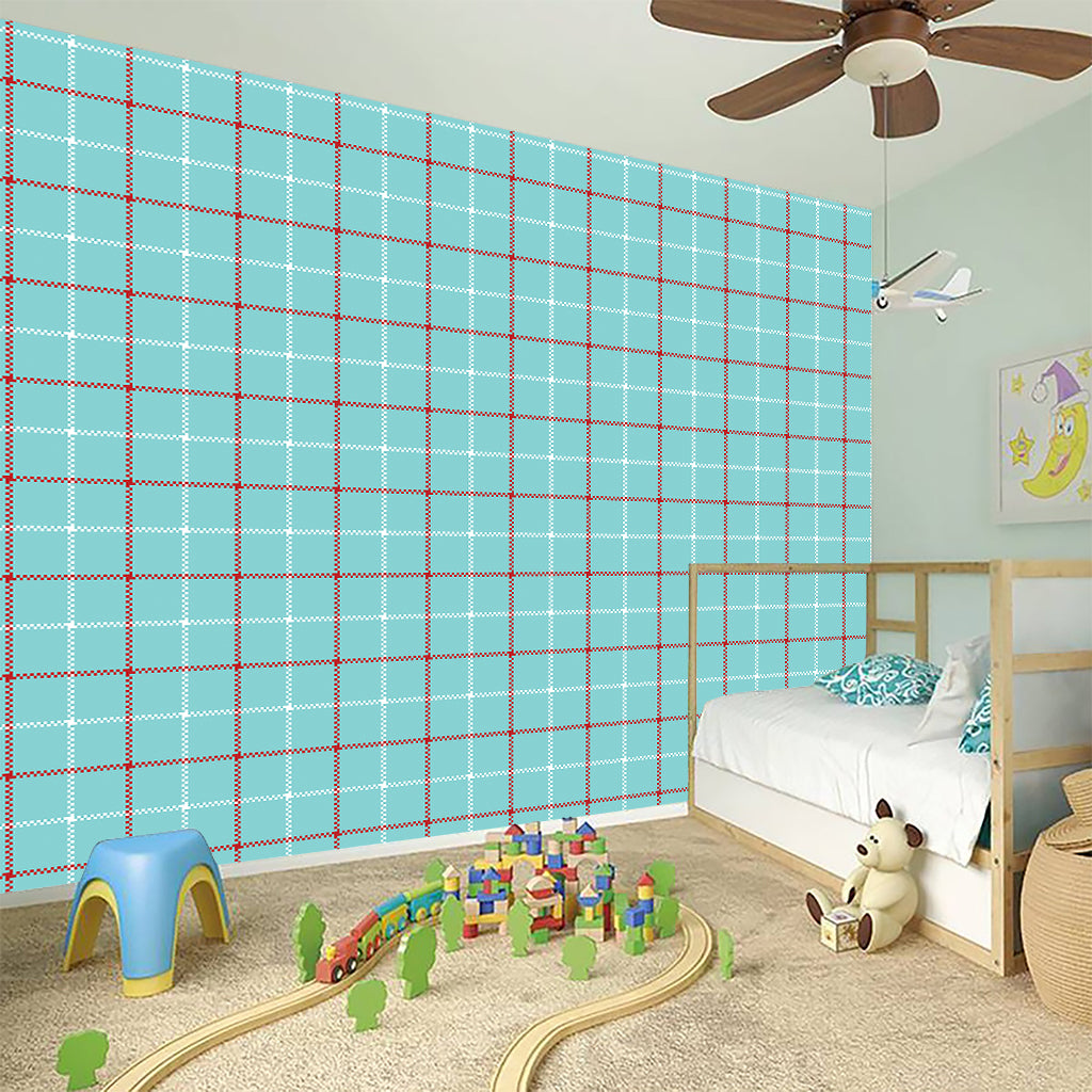 Blue White And Red Tattersall Print Wall Sticker