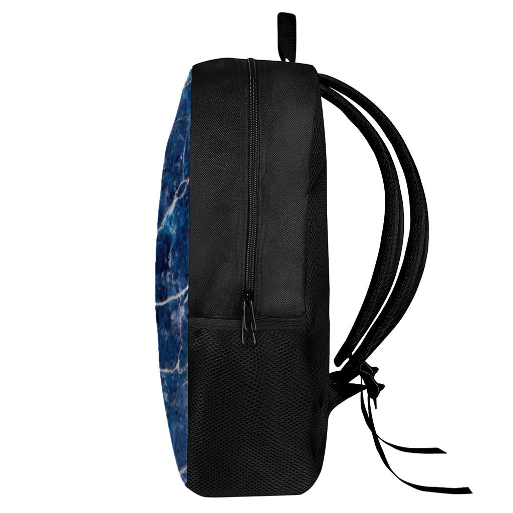 Blue White Marble Print 17 Inch Backpack