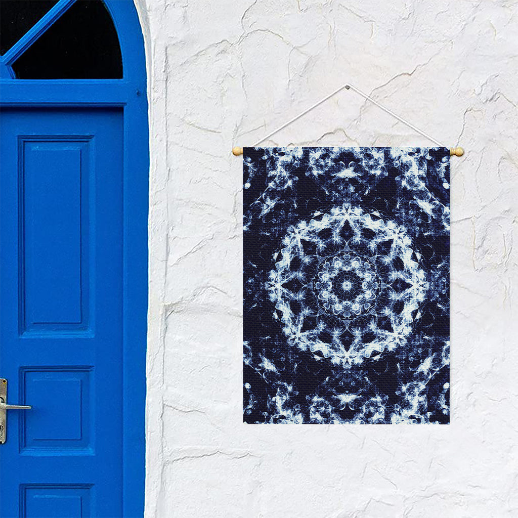 Blue Winter Mandala Print Garden Flag