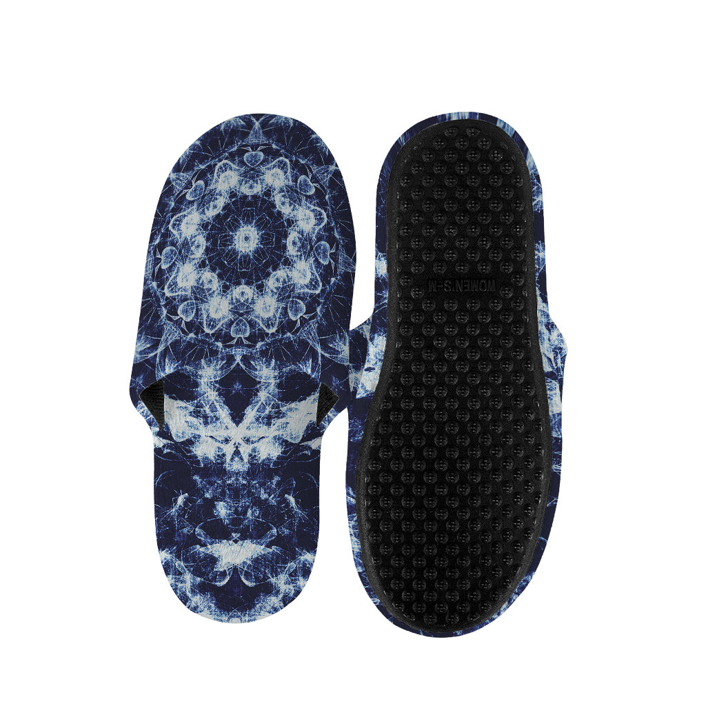 Blue Winter Mandala Print Slippers
