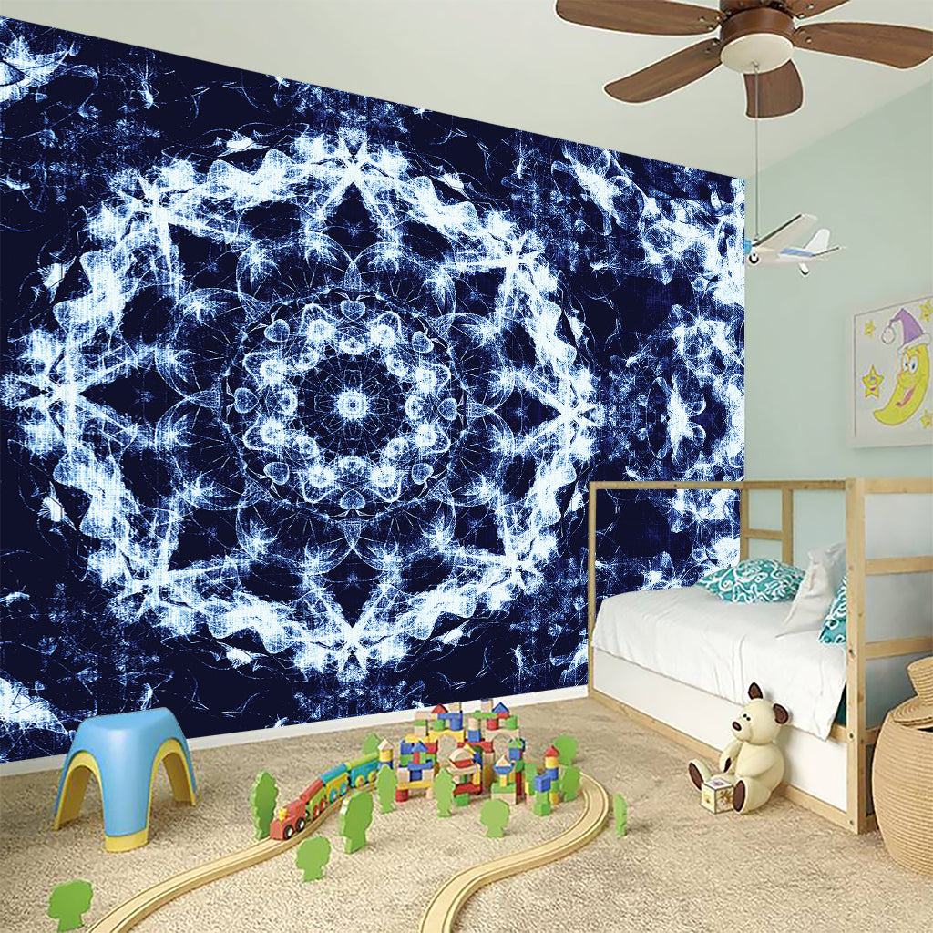 Blue Winter Mandala Print Wall Sticker
