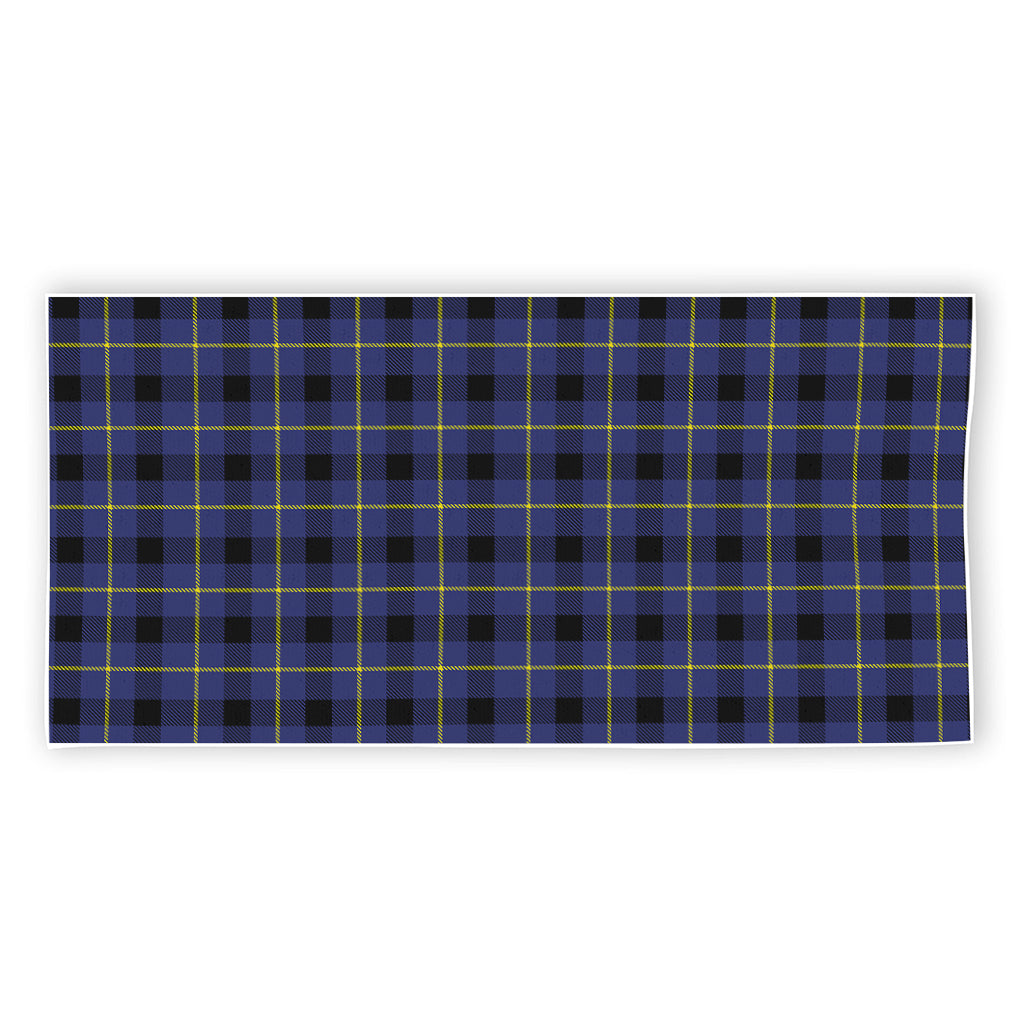 Blue Yellow And Black Plaid Print Beach Towel