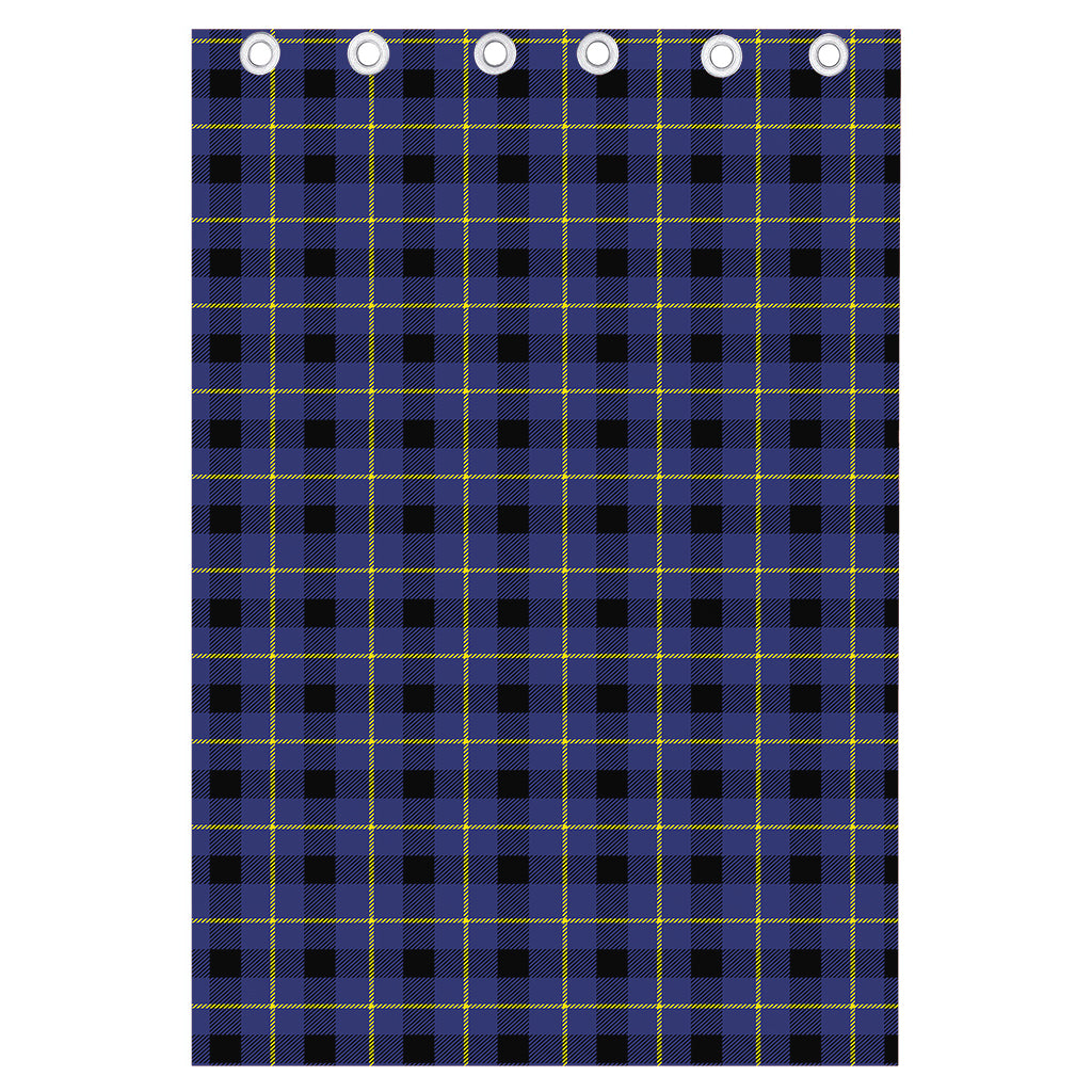 Blue Yellow And Black Plaid Print Curtain