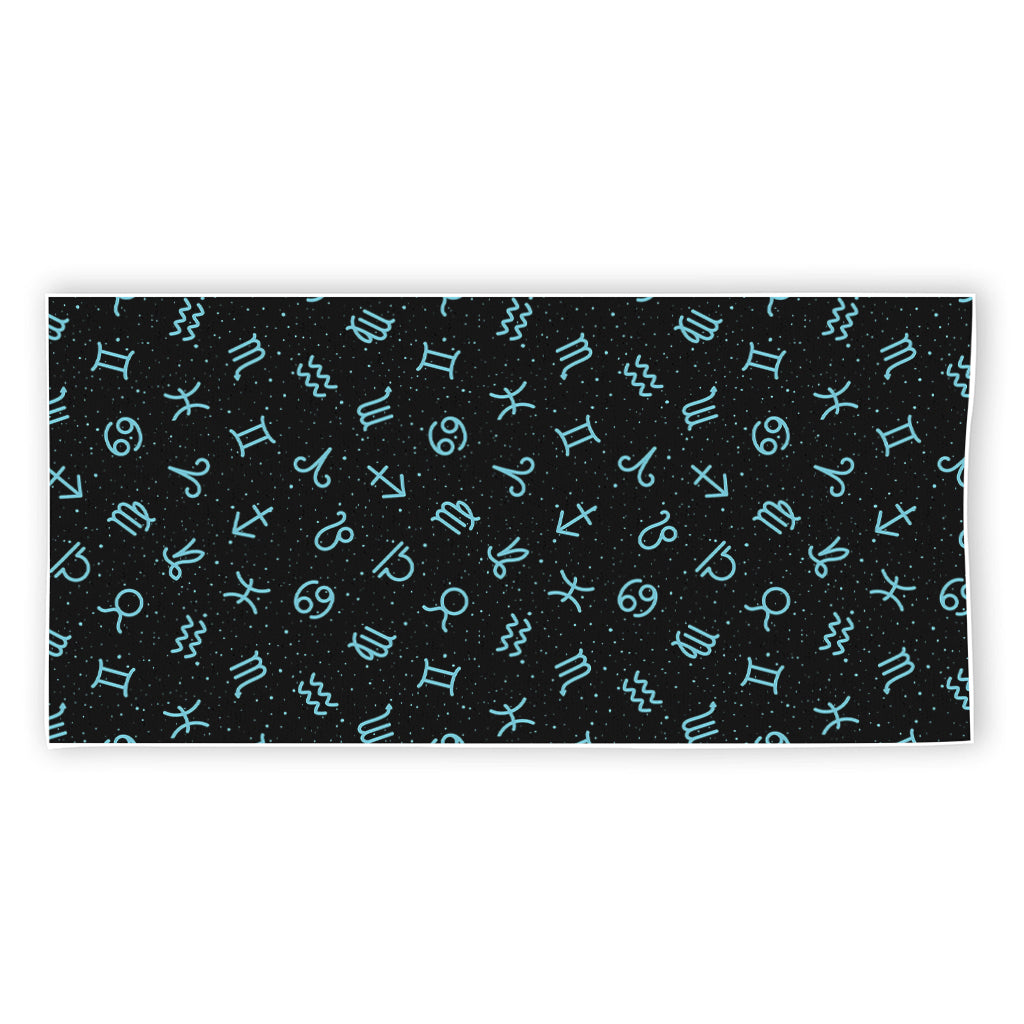 Blue Zodiac Symbols Pattern Print Beach Towel