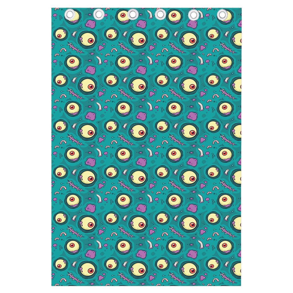 Blue Zombie Pattern Print Curtain
