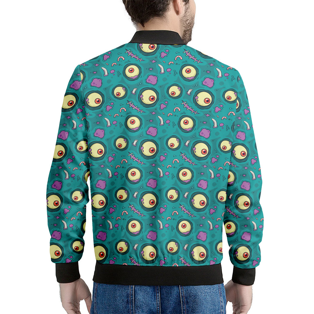 Blue Zombie Pattern Print Men's Bomber Jacket