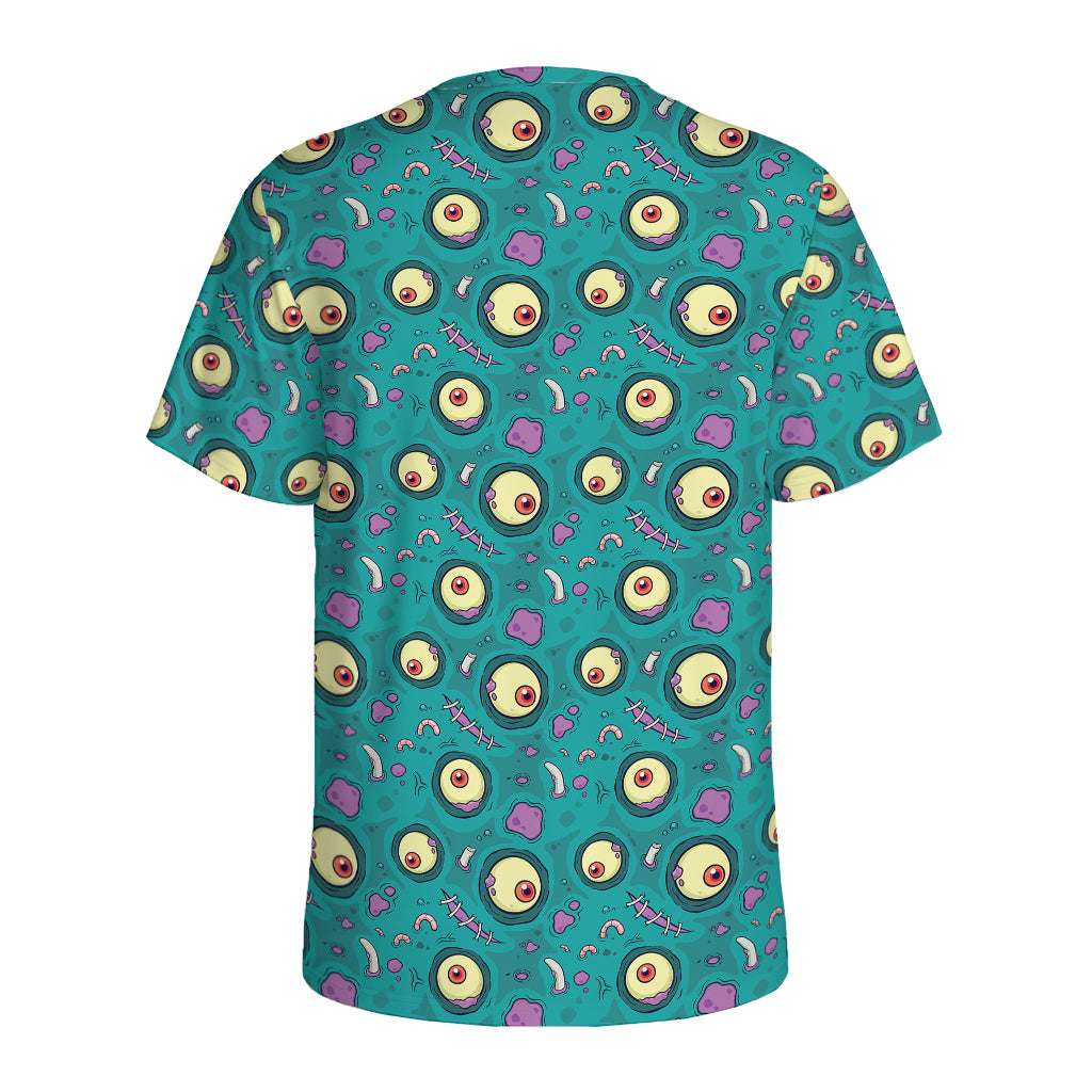 Blue Zombie Pattern Print Men's Sports T-Shirt