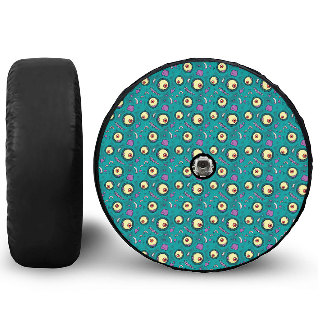 Blue Zombie Pattern Print Tire Cover With Camera Hole