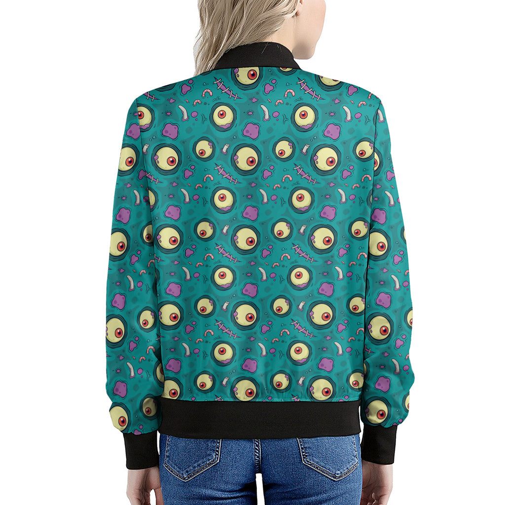 Blue Zombie Pattern Print Women's Bomber Jacket