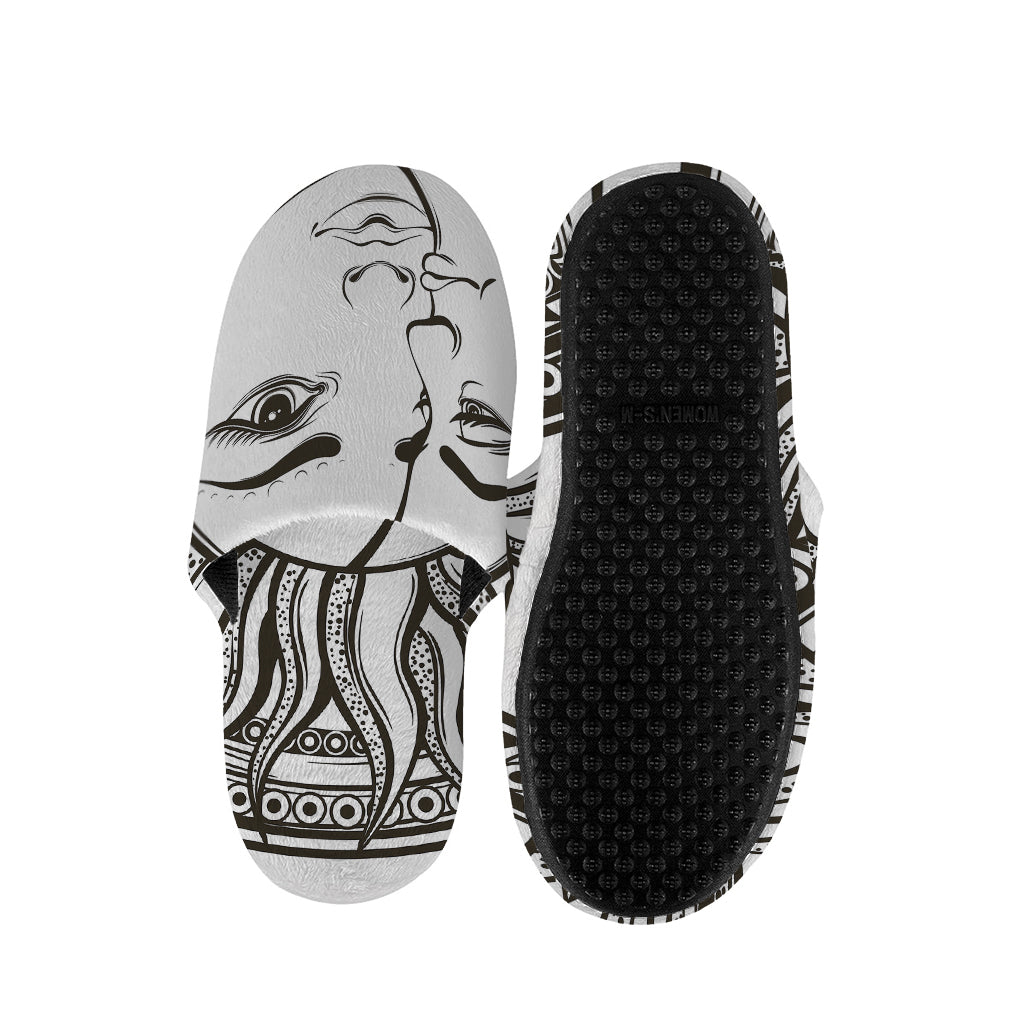 Bohemian Celestial Sun And Moon Print Slippers