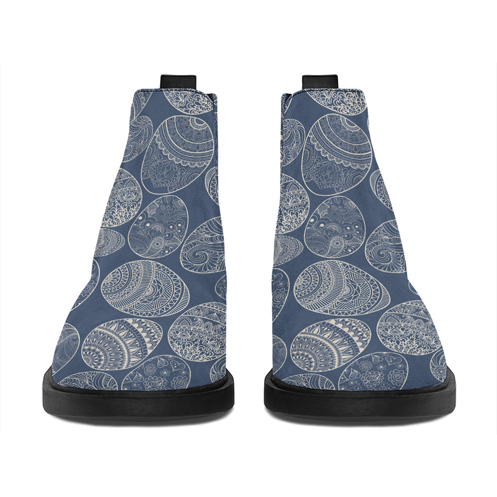 Bohemian Easter Eggs Pattern Print Flat Ankle Boots