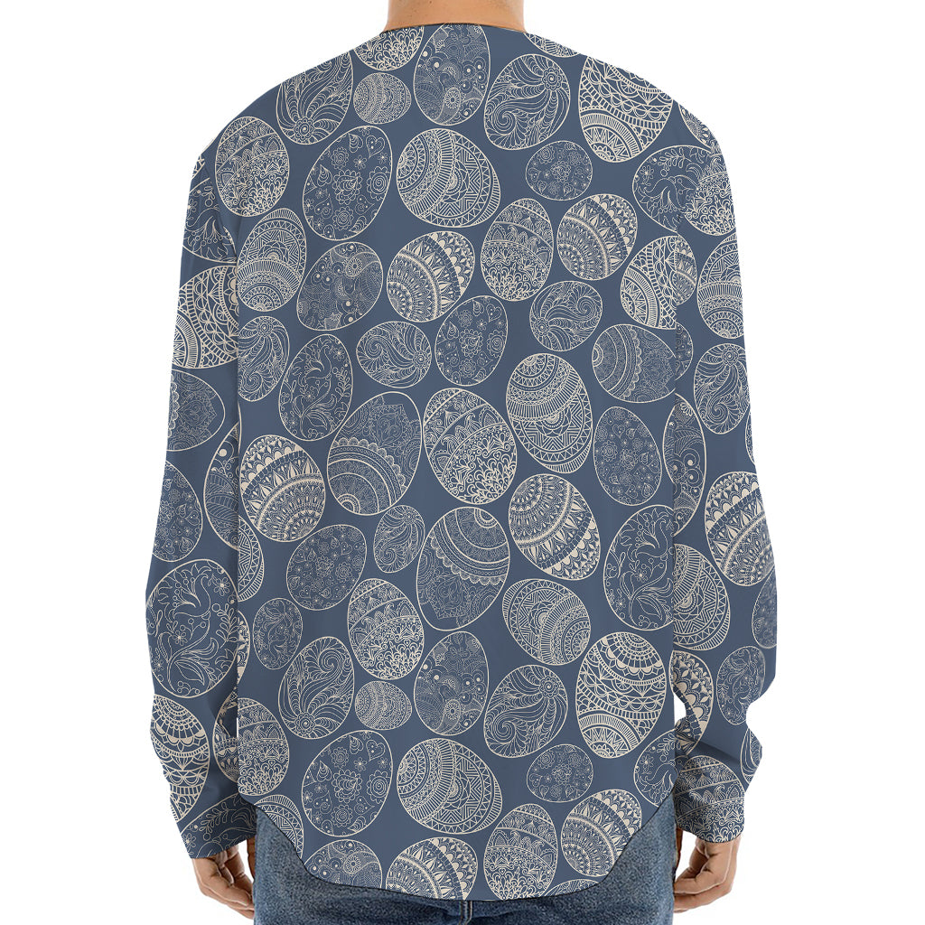 Bohemian Easter Eggs Pattern Print Long Sleeve Baseball Jersey