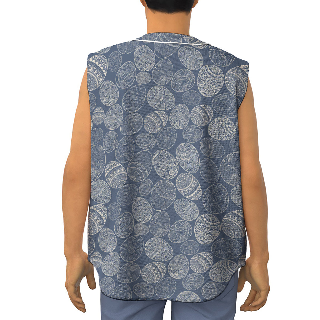 Bohemian Easter Eggs Pattern Print Sleeveless Baseball Jersey