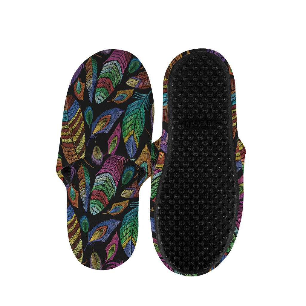 Bohemian Feather Pattern Print Slippers