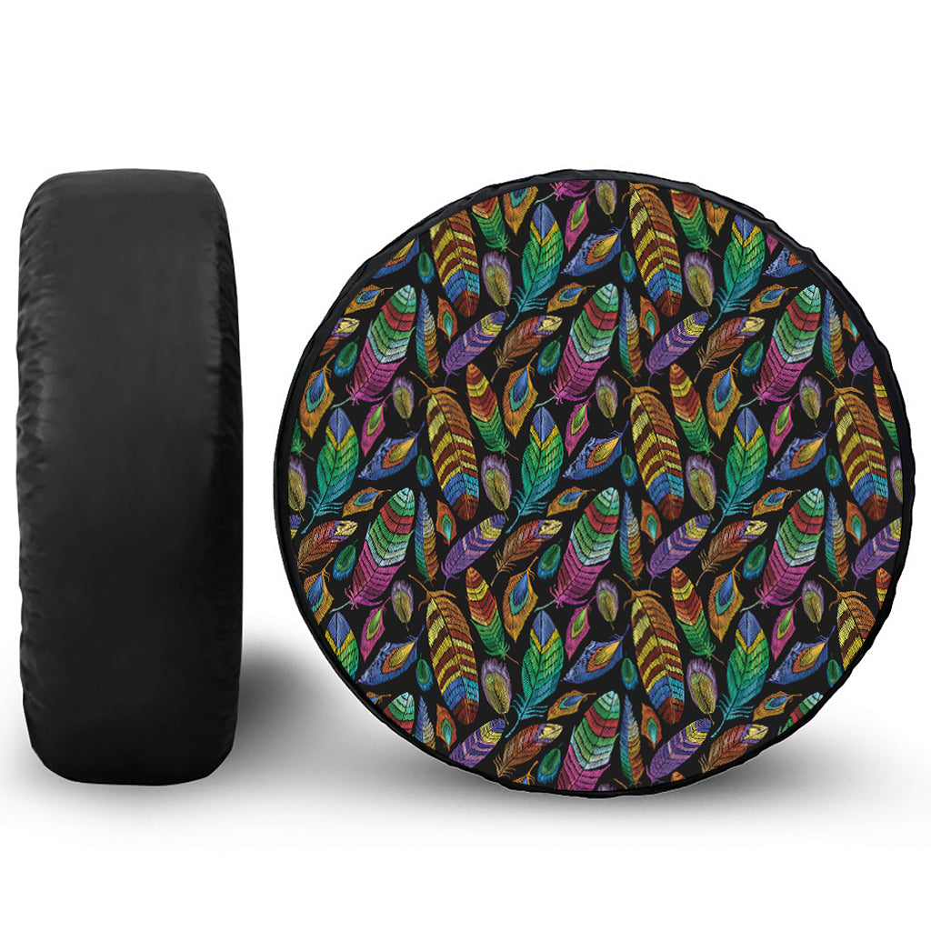 Bohemian Feather Pattern Print Tire Cover