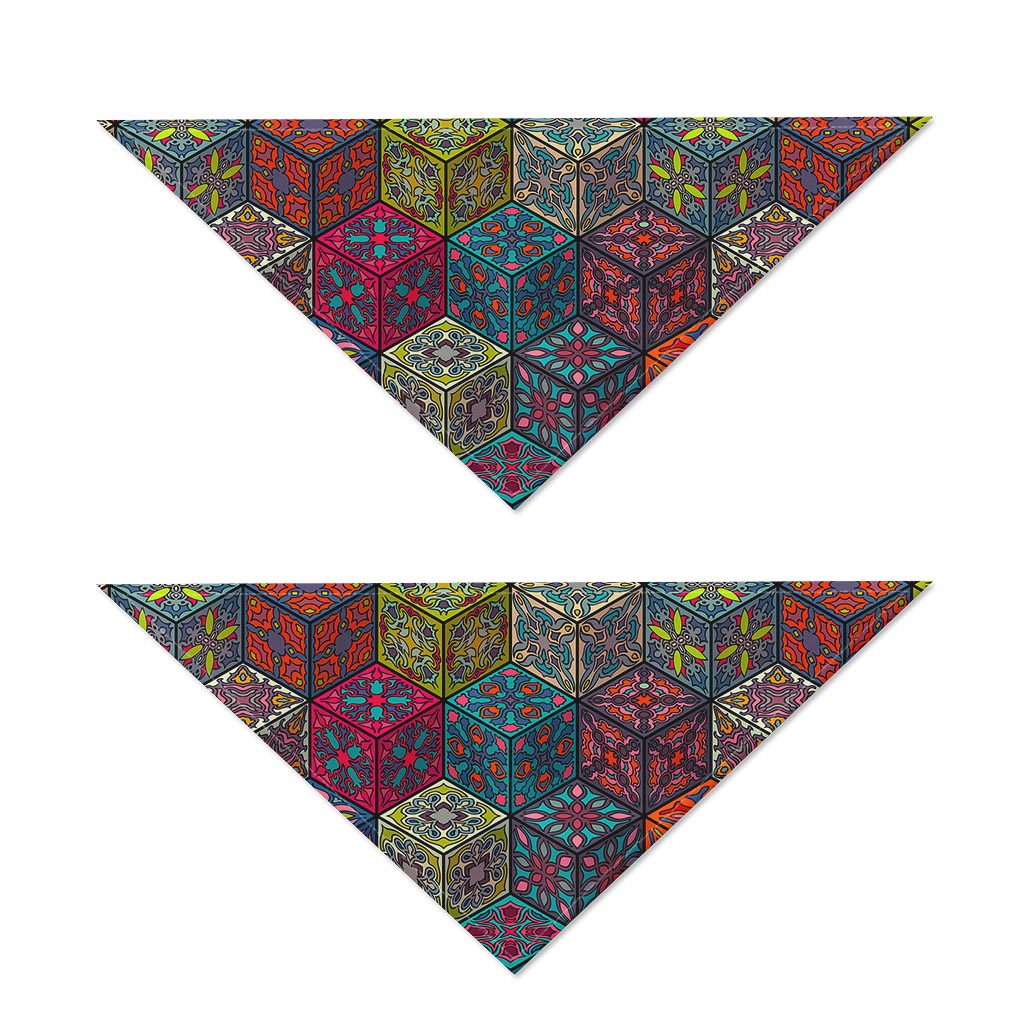 Bohemian Indian Box Pattern Print Dog Bandana