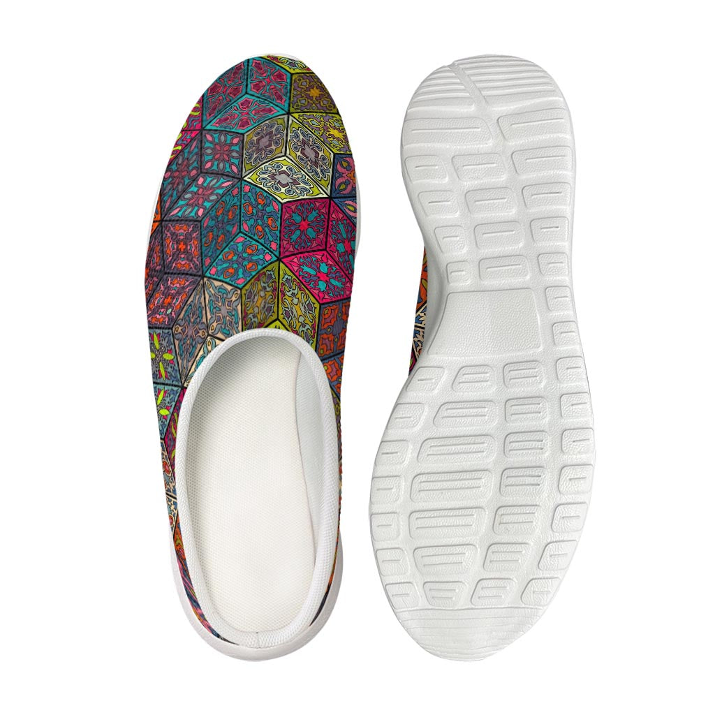 Bohemian Indian Box Pattern Print Mesh Casual Shoes