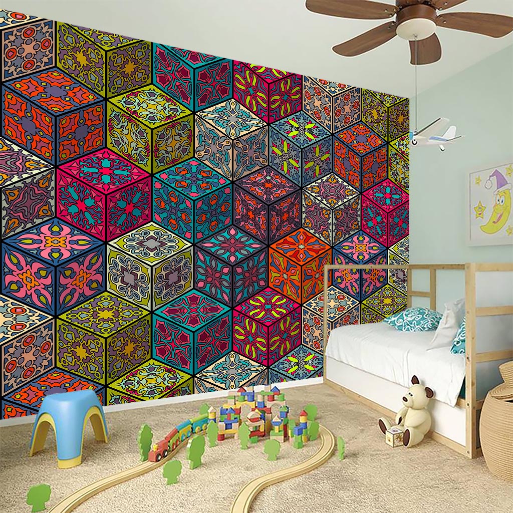 Bohemian Indian Box Pattern Print Wall Sticker